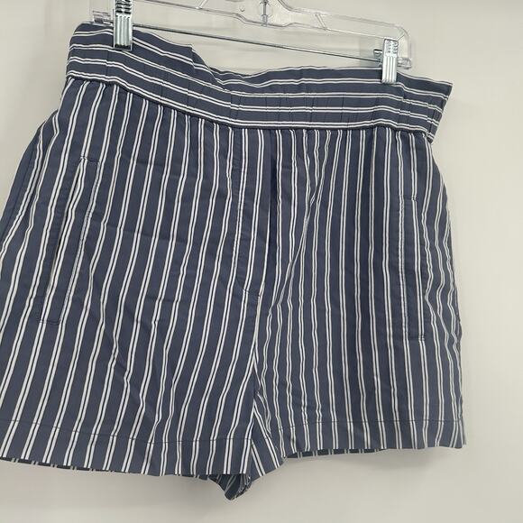 TIBI Paperbag Shorts Womens Size Small Striped Blue White 4-Pocket Pull On RTR - Picture 5 of 12